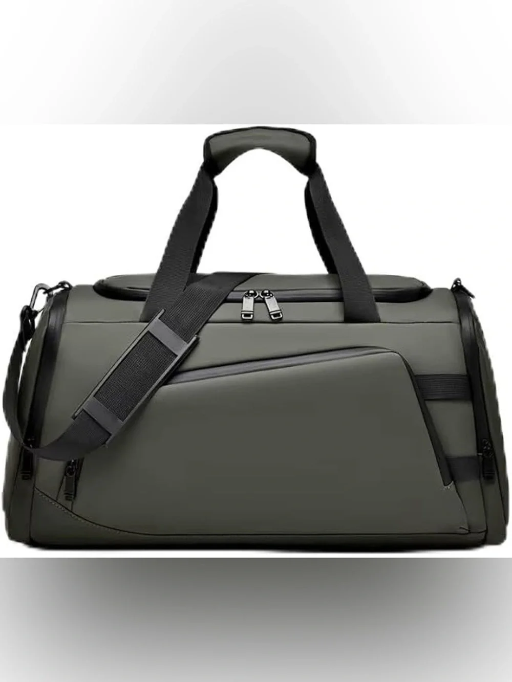 Olive Green Gym Bag with Black Trim - Shoe Compartment